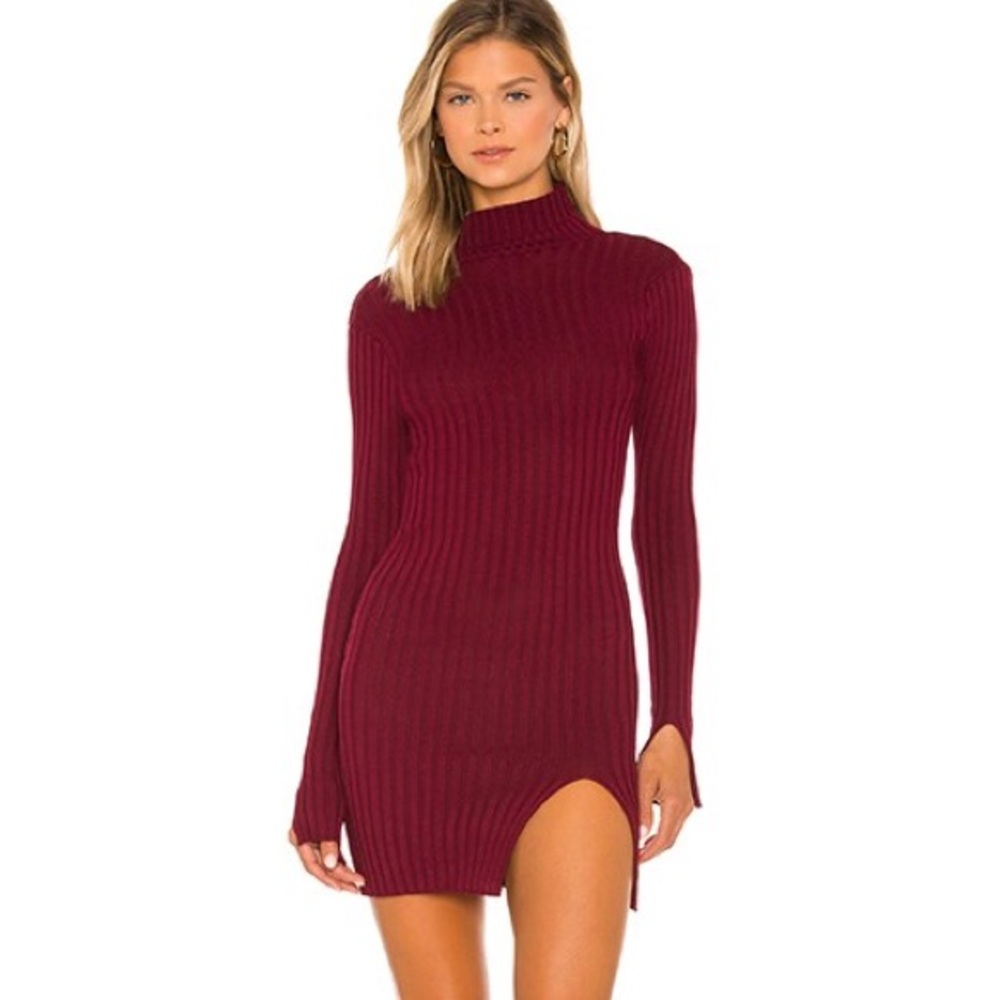 Revolve Burgundy Open Back Dress
